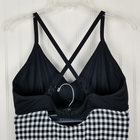 Seafolly Womens One Piece Swimsuit Size 16 Black White Checks Cutouts Underwire - Picture 3 of 7